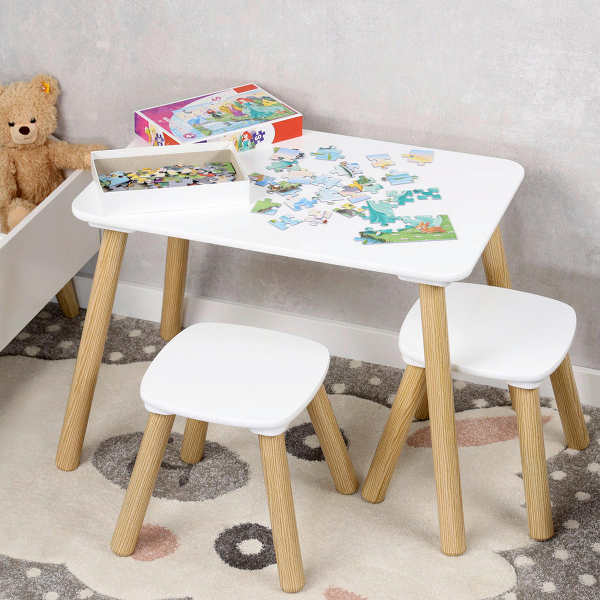 KINDERSITZGRUPPE Weiß, Kieferfarben  - Weiß/Kieferfarben, Basics, Holz/Holzwerkstoff (38/43,5/58cm) - Kesper