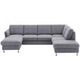 WOHNLANDSCHAFT in Flachgewebe Blau - Chromfarben/Blau, KONVENTIONELL, Textil/Metall (168/305/200cm) - Voleo