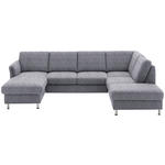 WOHNLANDSCHAFT in Flachgewebe Blau  - Chromfarben/Blau, KONVENTIONELL, Textil/Metall (168/305/200cm) - Voleo