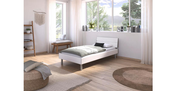 BETT 100/200 cm in Weiß - Alufarben/Weiß, Design, Metall (100/200cm) - Carryhome