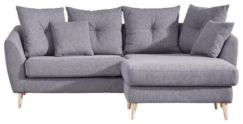 ECKSOFA in Flachgewebe Grau  - Buchefarben/Grau, Konventionell, Holz/Textil (210/156cm) - MID.YOU
