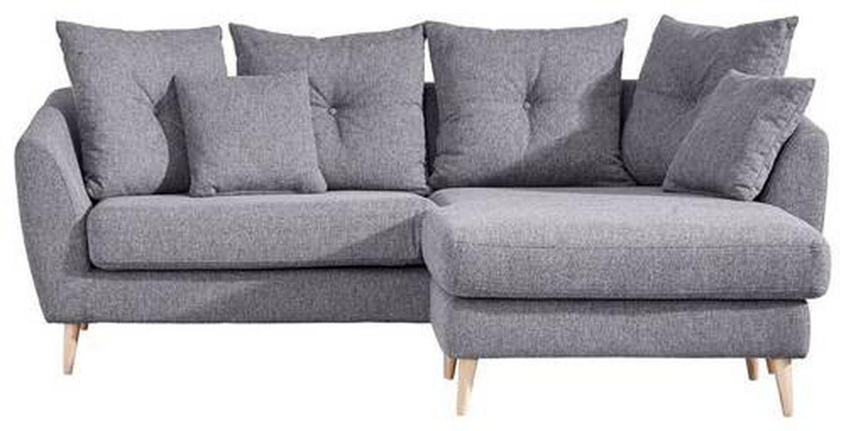 ECKSOFA in Flachgewebe Grau  - Buchefarben/Grau, Konventionell, Holz/Textil (210/156cm) - MID.YOU
