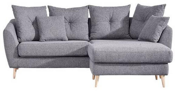 ECKSOFA in Flachgewebe Grau  - Buchefarben/Grau, KONVENTIONELL, Holz/Textil (210/156cm) - Carryhome