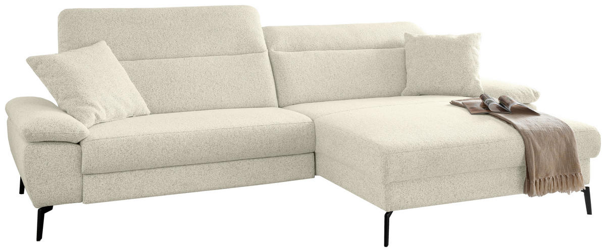 ECKSOFA CANCELLI in Struktur Creme  300/178 cm  - Creme/Schwarz, KONVENTIONELL, Textil/Metall (300/178cm) - Livetastic