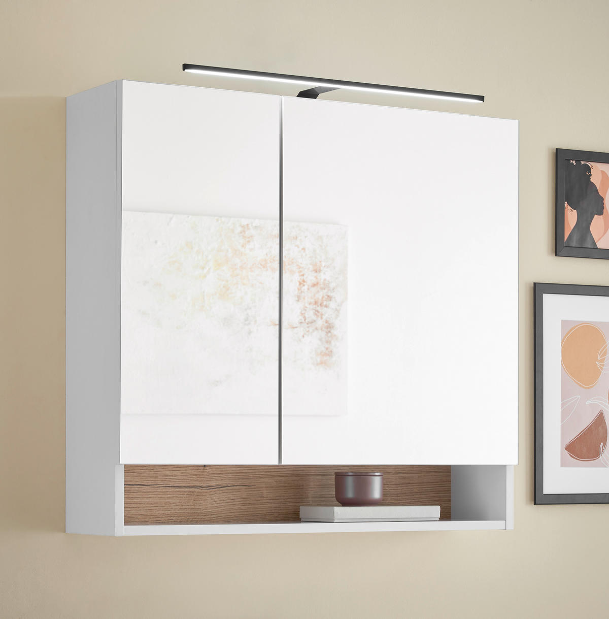SPIEGELSCHRANK 80/75/22 cm  - Weiß, KONVENTIONELL, Glas/Holzwerkstoff (80/75/22cm) - home24