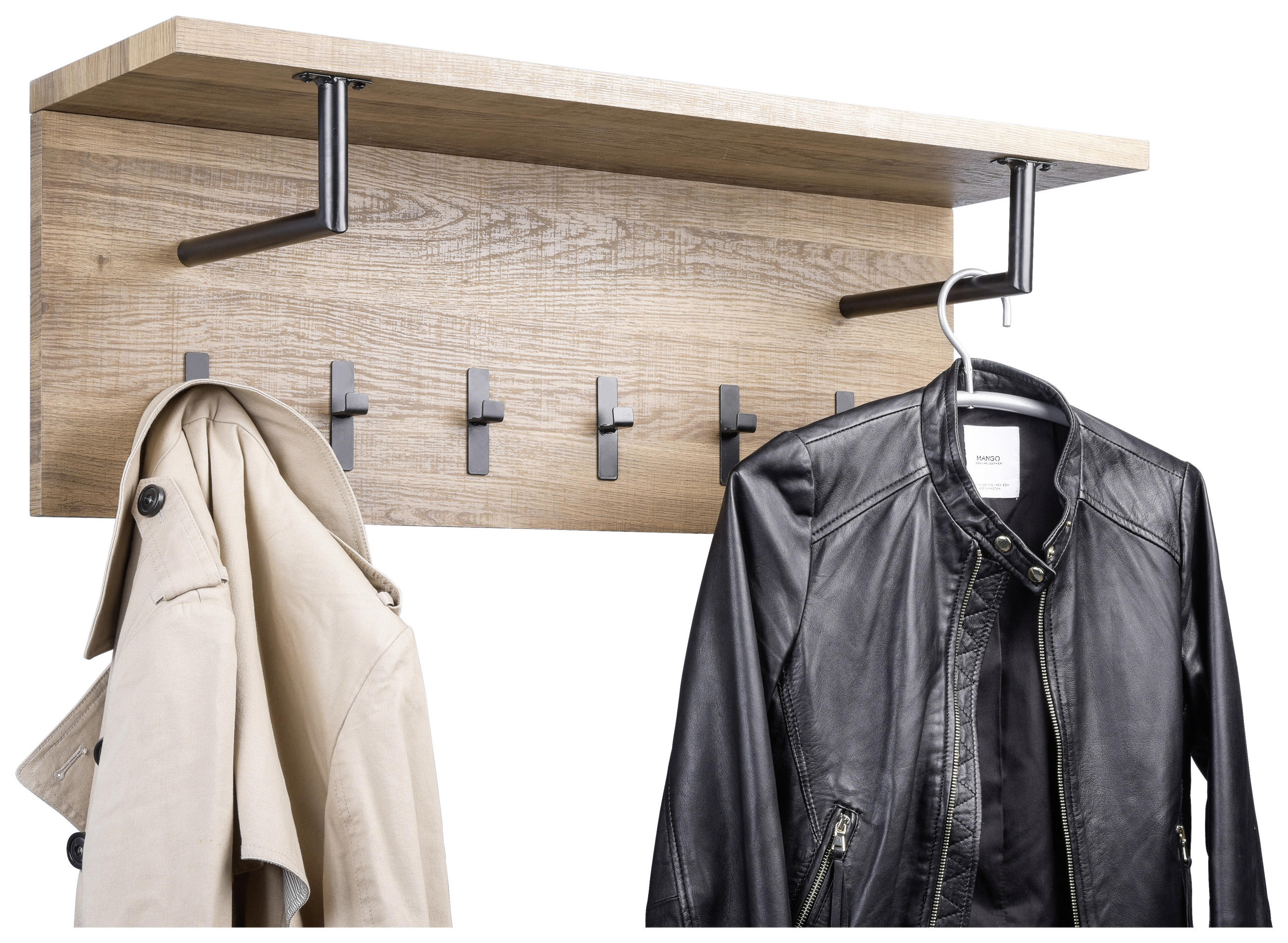 GARDEROBENPANEEL  in 80/30/26 cm  - Eichefarben/Schwarz, Basics, Holzwerkstoff/Metall (80/30/26cm)
