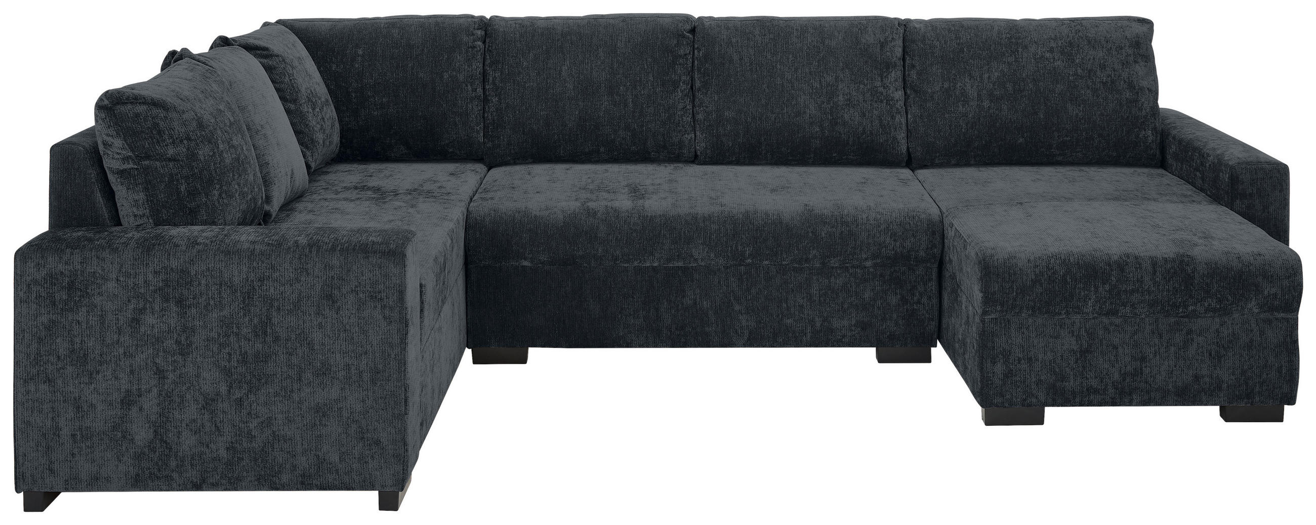 WOHNLANDSCHAFT Dunkelgrau Chenille  - Dunkelgrau/Schwarz, KONVENTIONELL, Kunststoff/Textil (183/311/140cm) - Ti'me