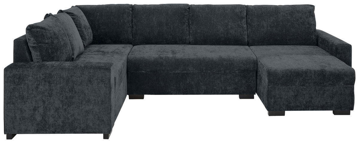 WOHNLANDSCHAFT Dunkelgrau Chenille  - Dunkelgrau/Schwarz, KONVENTIONELL, Kunststoff/Textil (183/311/140cm) - Ti'me