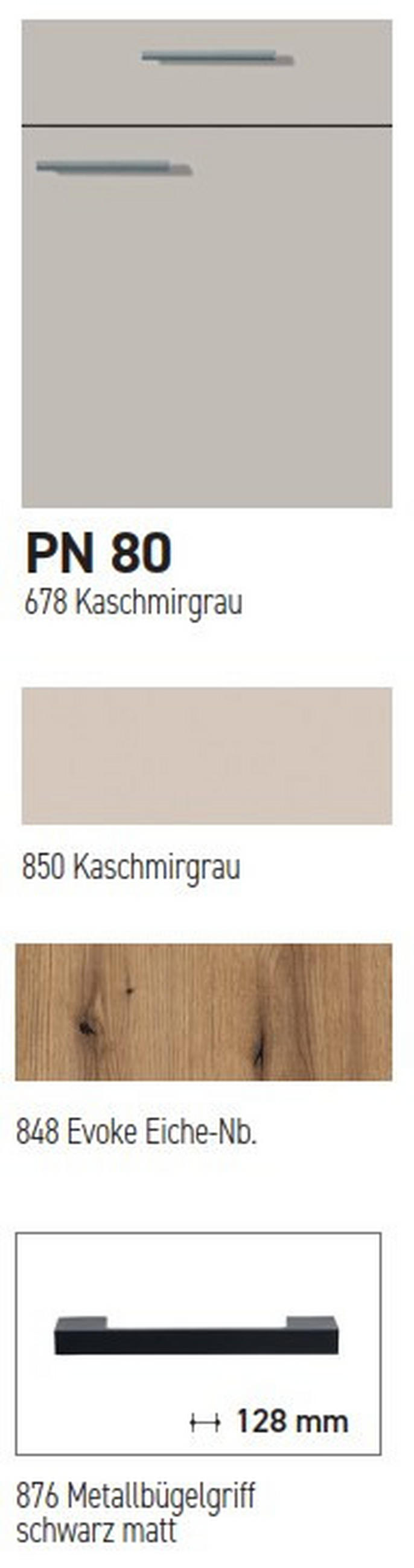 KÜCHENBLOCK PN 80 280 cm  in Eichefarben, Kaschmir  - Kaschmir/Eichefarben, Design, Holzwerkstoff/Metall (280cm) - Pino
