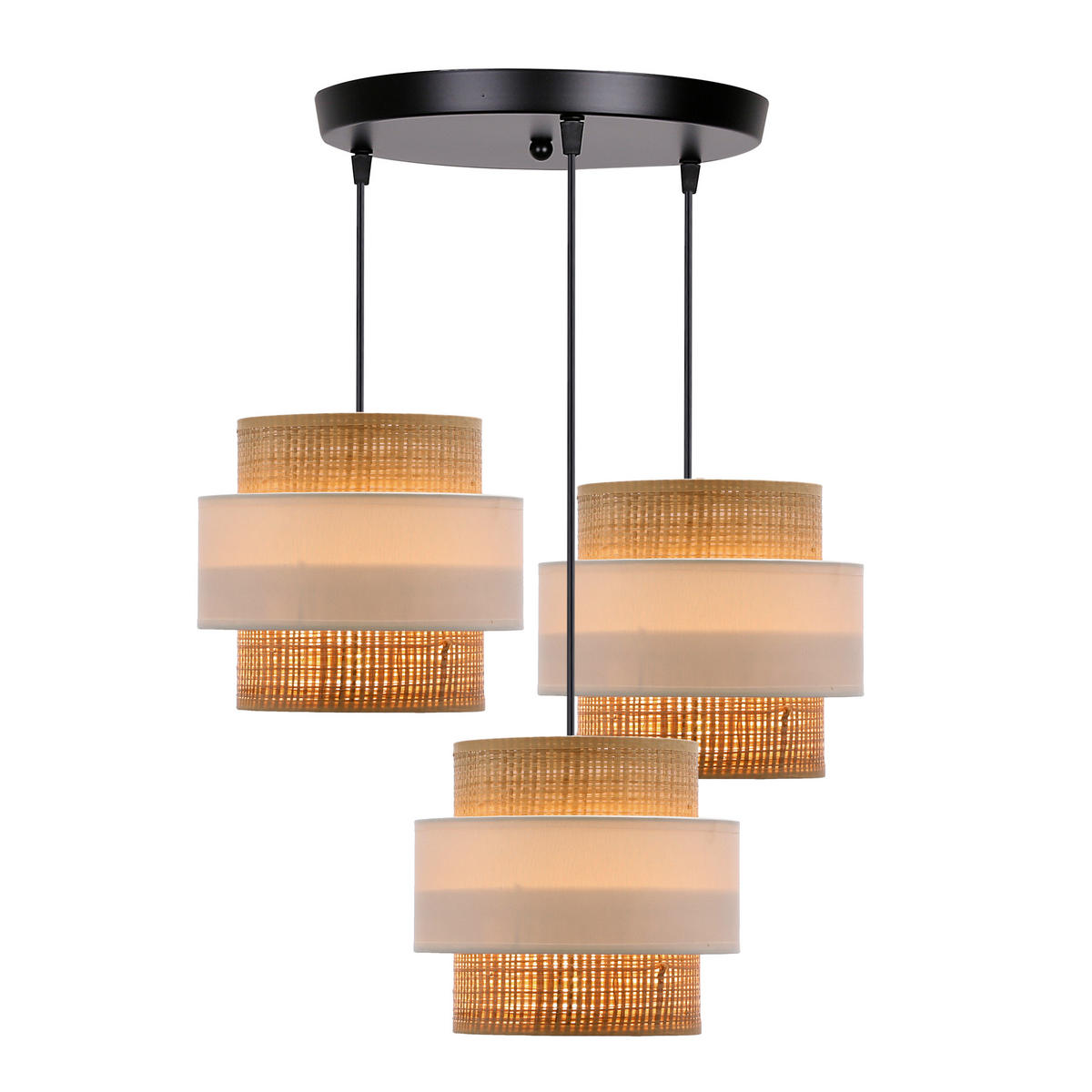 PENDELLAMPA Rattan  - vit/svart, Natur, metall/plast (45/45cm)