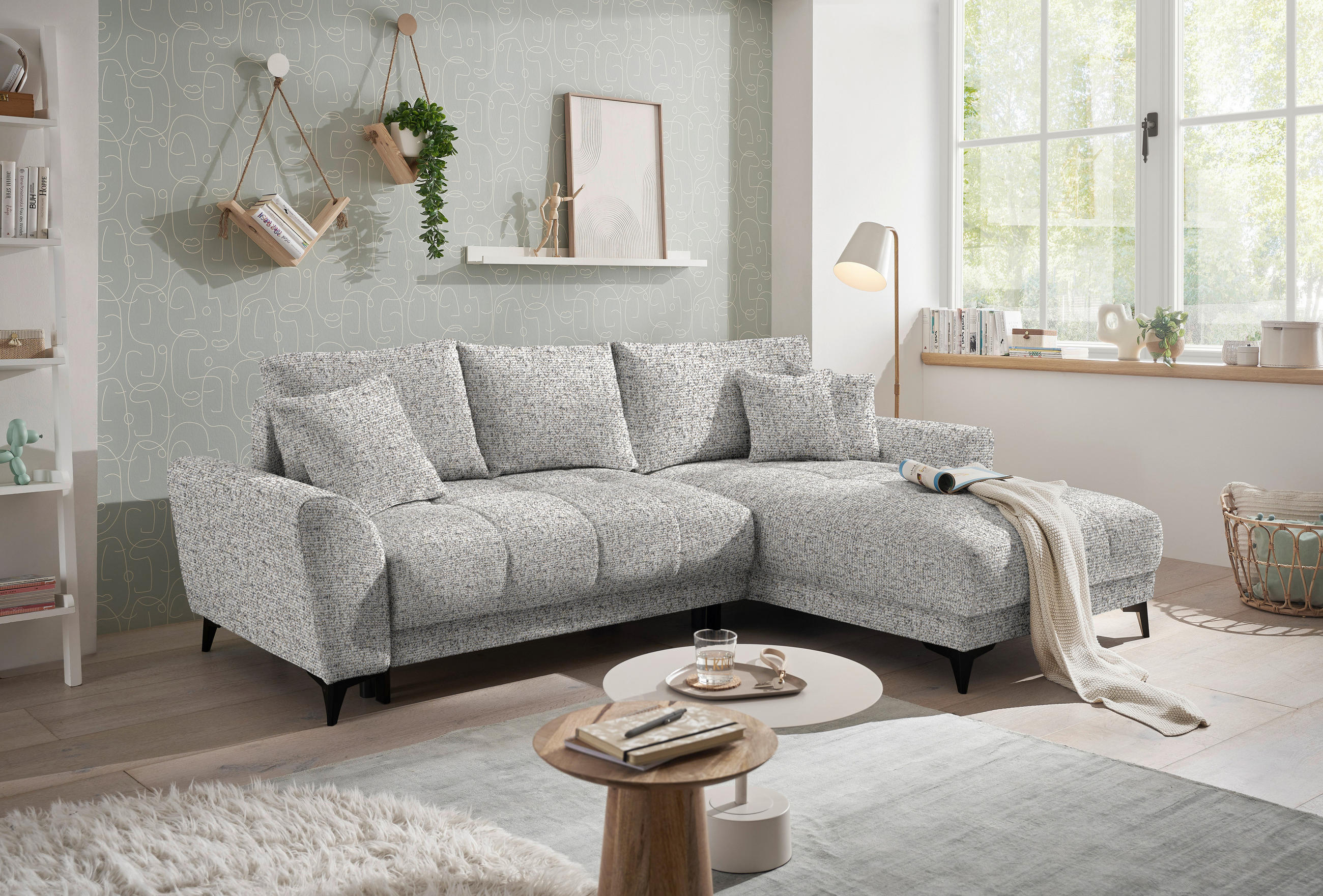 ECKSOFA in Webstoff Greige  - Greige/Hellgrau, Modern, Kunststoff/Textil (281/189cm) - Carryhome