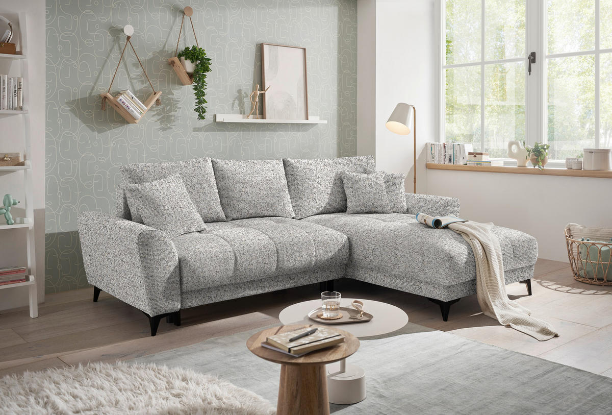 ECKSOFA in Webstoff Greige  - Greige/Hellgrau, Modern, Kunststoff/Textil (281/189cm) - Carryhome
