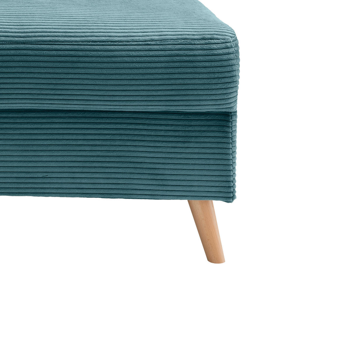 HOCKER VALENTINA Cord Petrol  - Petrol/Naturfarben, Design, Holz/Textil (61/43/61cm) - P & B