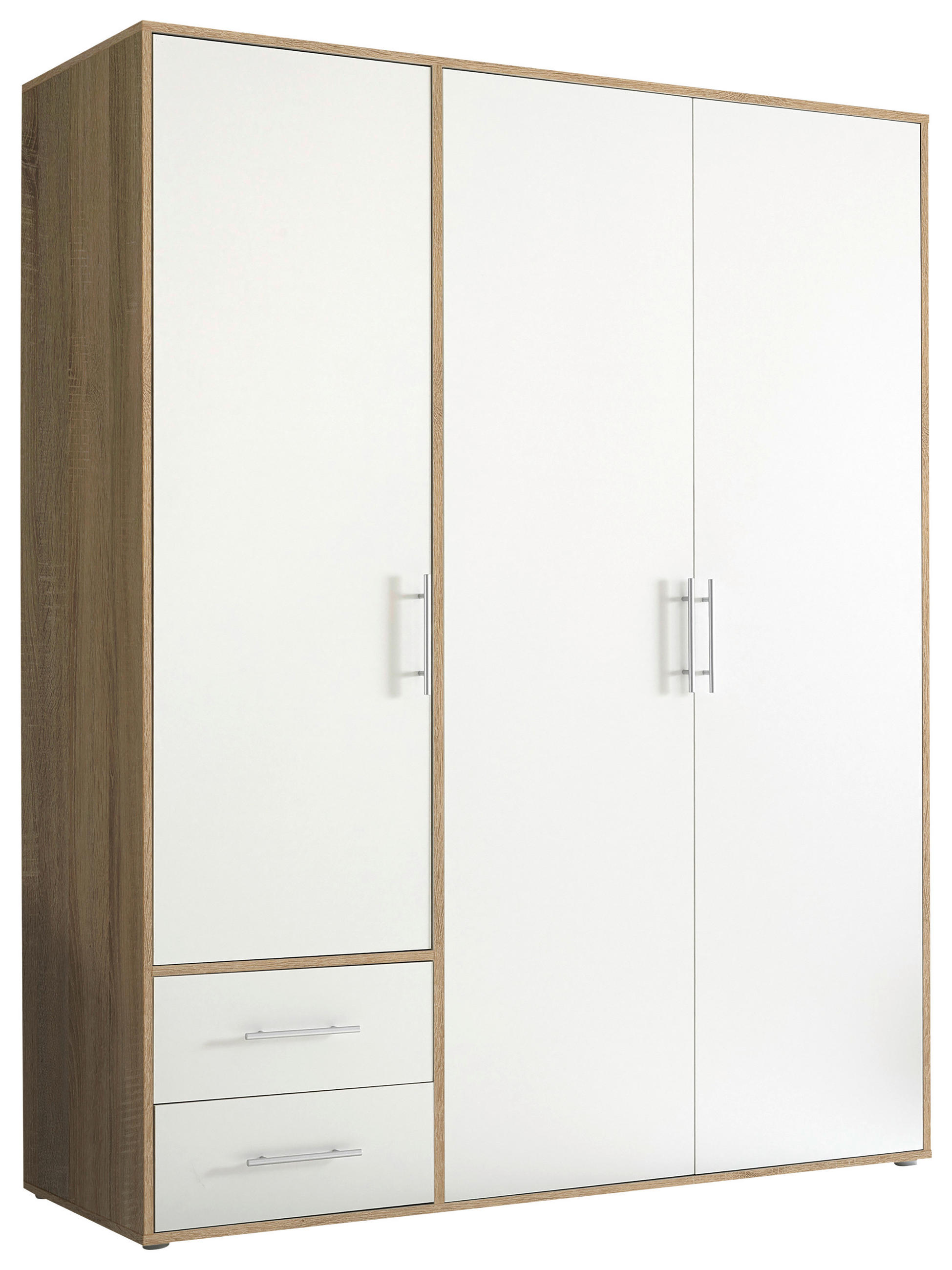 SKRIŇA S OTOČNÝMI DVERAMI, biela, dub sonoma, 155/195/60 cm - biela/hliníková, Modern, kompozitné drevo/plast (155/195/60cm) - MID.YOU