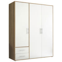 ORMAR S KLASIČNIM VRATIMA bijela, hrast Sonoma   - bijela/boje aluminija, Moderno, drvni materijal/plastika (155/195/60cm) - MID.YOU