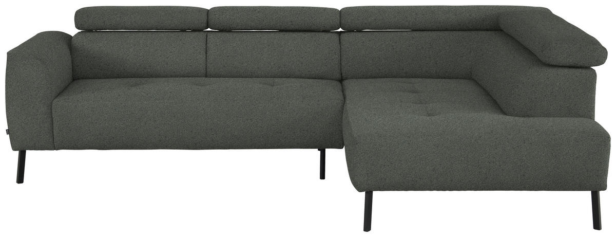 ECKSOFA in Struktur Grau  280/205 cm  - Schwarz/Grau, Design, Textil/Metall (280/205cm) - Xora