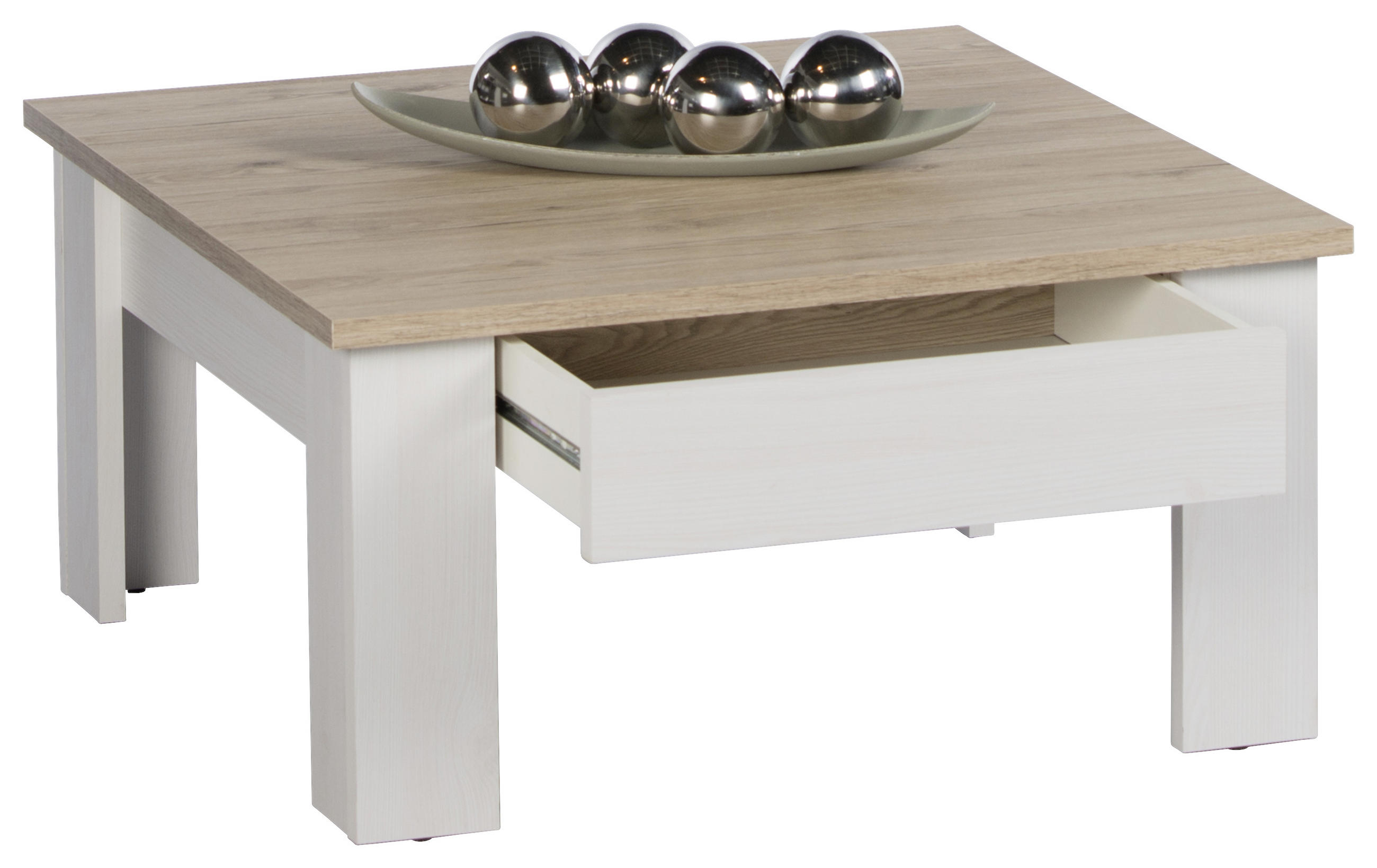 COUCHTISCH Weiß, Eichefarben, Lärchefarben 78/78/40 cm - Eichefarben/Lärchefarben, KONVENTIONELL (78/78/40cm) - Livetastic