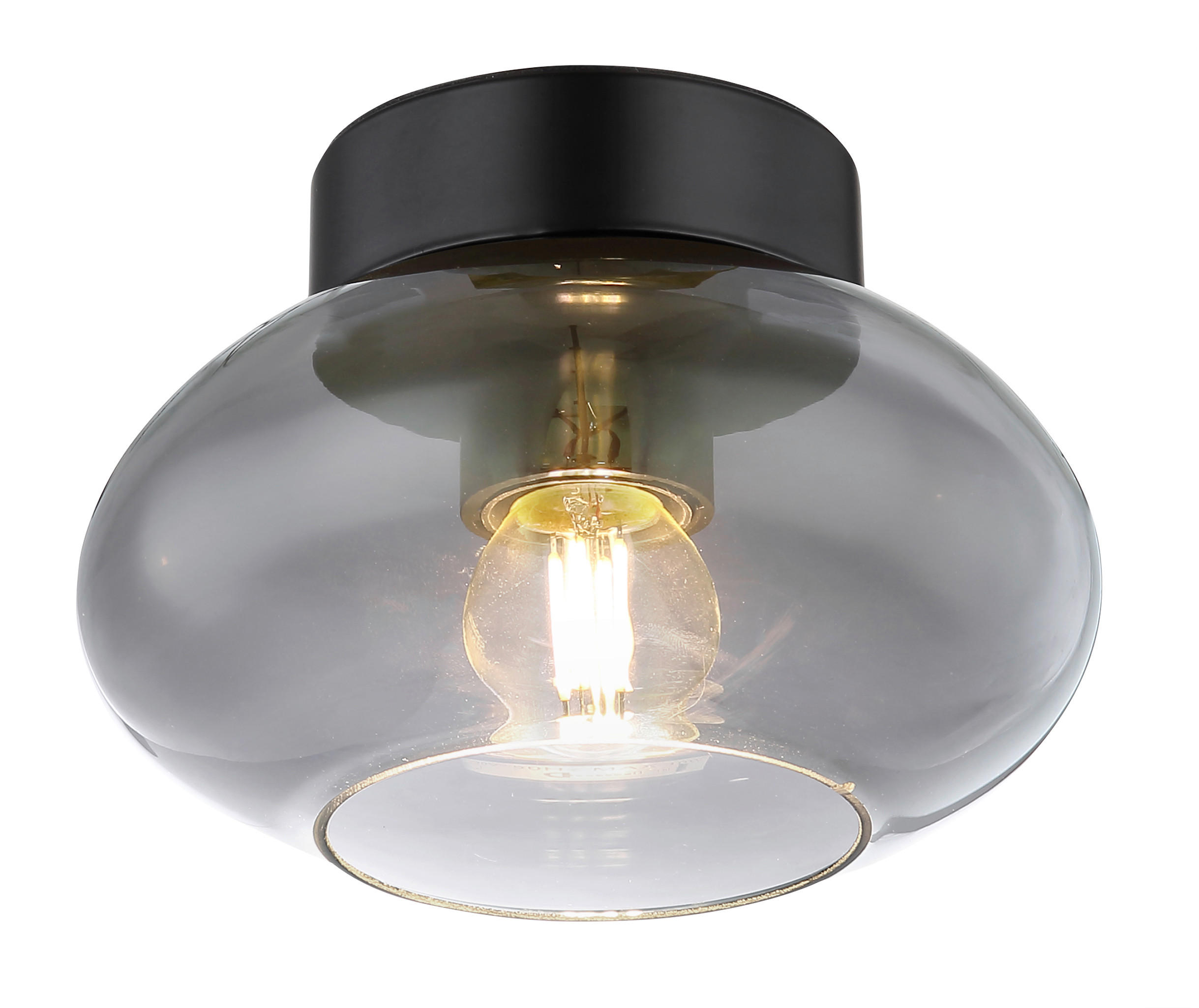 DECKENLEUCHTE 18/13 cm - Schwarz, Design, Glas/Metall (18/13cm) - Globo