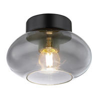 DECKENLEUCHTE 18/13 cm   - Schwarz, Design, Glas/Metall (18/13cm) - Globo