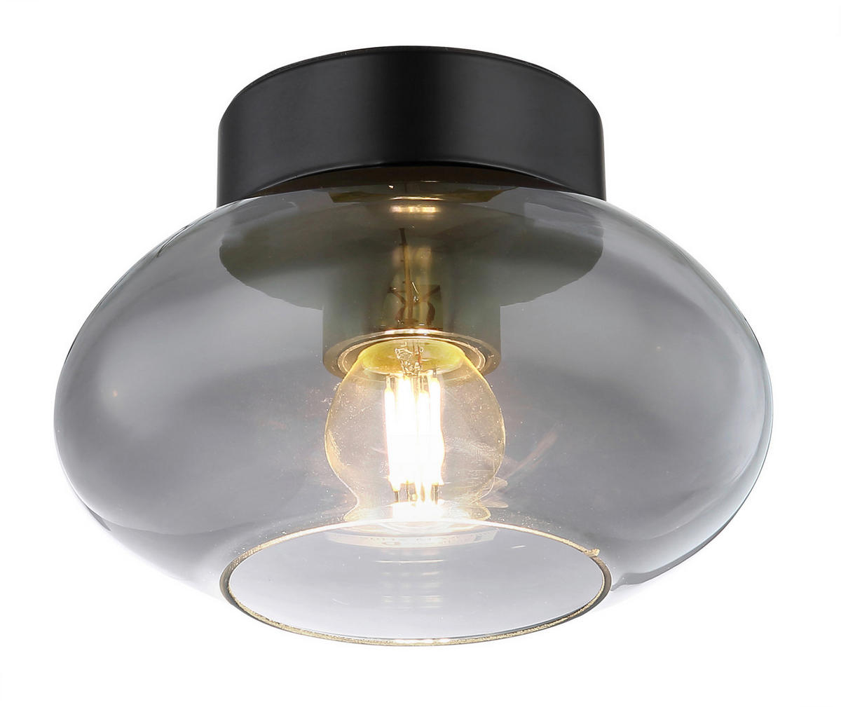 DECKENLEUCHTE 18/13 cm   - Schwarz, Design, Glas/Metall (18/13cm) - Globo