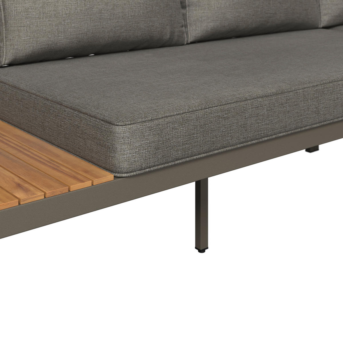 LOUNGEGARNITUR   57/35/57 cm Akazie vollmassiv Aluminium  - Beige/Beigebraun, MODERN, Holz/Textil (57/35/57cm) - Ambia Garden