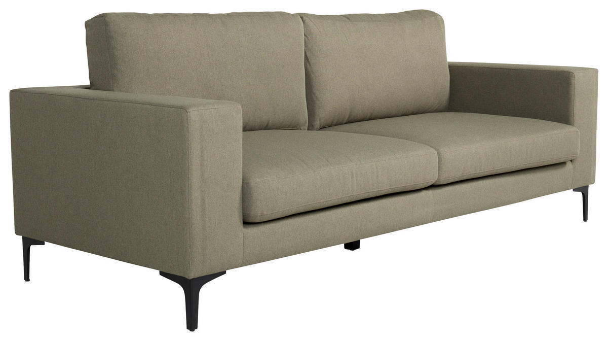 2-SITS SOFFA i metall, plast, textil svart, olivgrön  - olivgrön/svart, Design, metall/textil (215/84/88cm) - Livetastic
