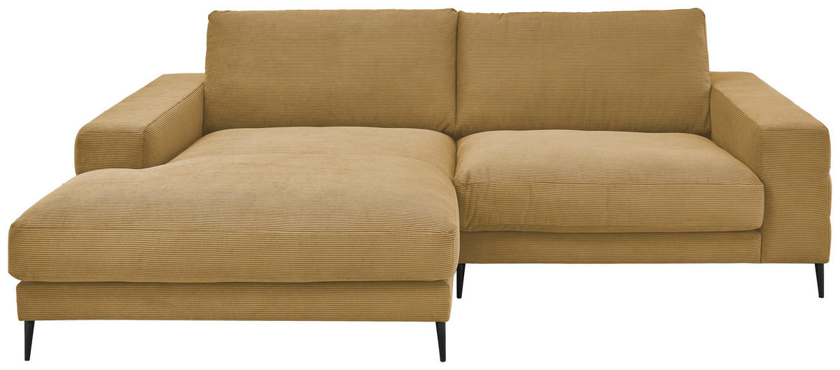 ECKSOFA in Feincord Gelb, Grün  - Gelb/Schwarz, Design, Textil/Metall (177/253cm) - Dieter Knoll