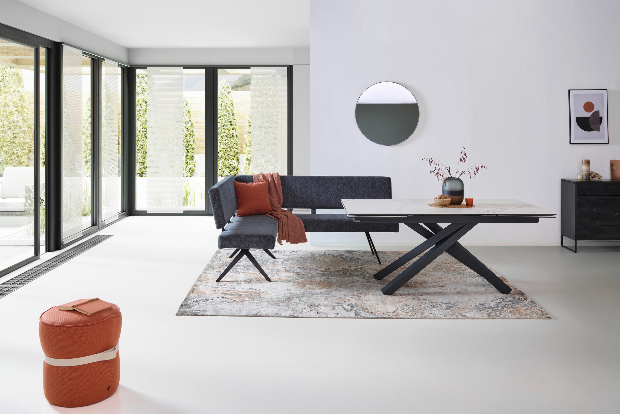 ECKBANK 190/150 cm  in Dunkelgrau  - Dunkelgrau/Schwarz, KONVENTIONELL, Textil/Metall (190/150cm) - MID.YOU