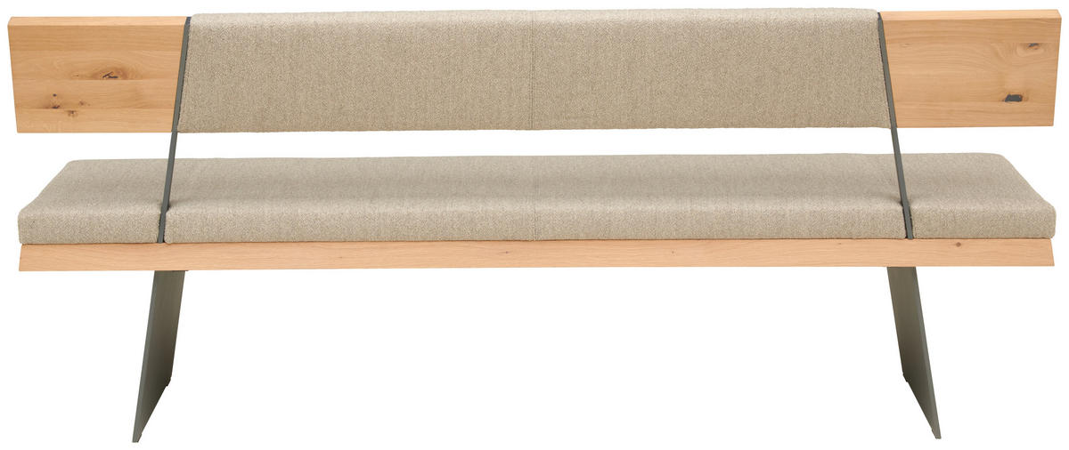 SITZBANK in Holz, Metall, Textil Naturfarben, Schwarz, Wildeiche  - Wildeiche/Schwarz, Natur, Holz/Textil (207/90/58cm) - Voglauer