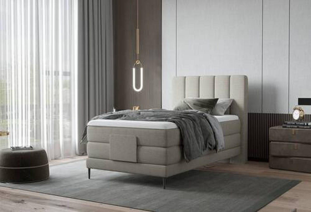 BOXSPRINGBETT 100/200 cm  in Hellgrau  - Hellgrau/Schwarz, Natur, Textil/Metall (100/200cm) - Esposa