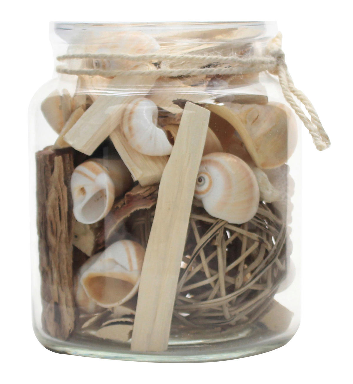 DEKOGLAS 16,5 cm  - Naturfarben, Lifestyle, Glas/Naturmaterialien (13,5/16,5/13,5cm) - Kayoom