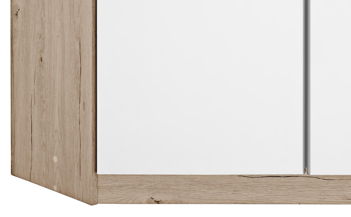ECKKLEIDERSCHRANK  - Weiss/Eichefarben, Design, Holzwerkstoff/Kunststoff (95/198cm) - MID.YOU
