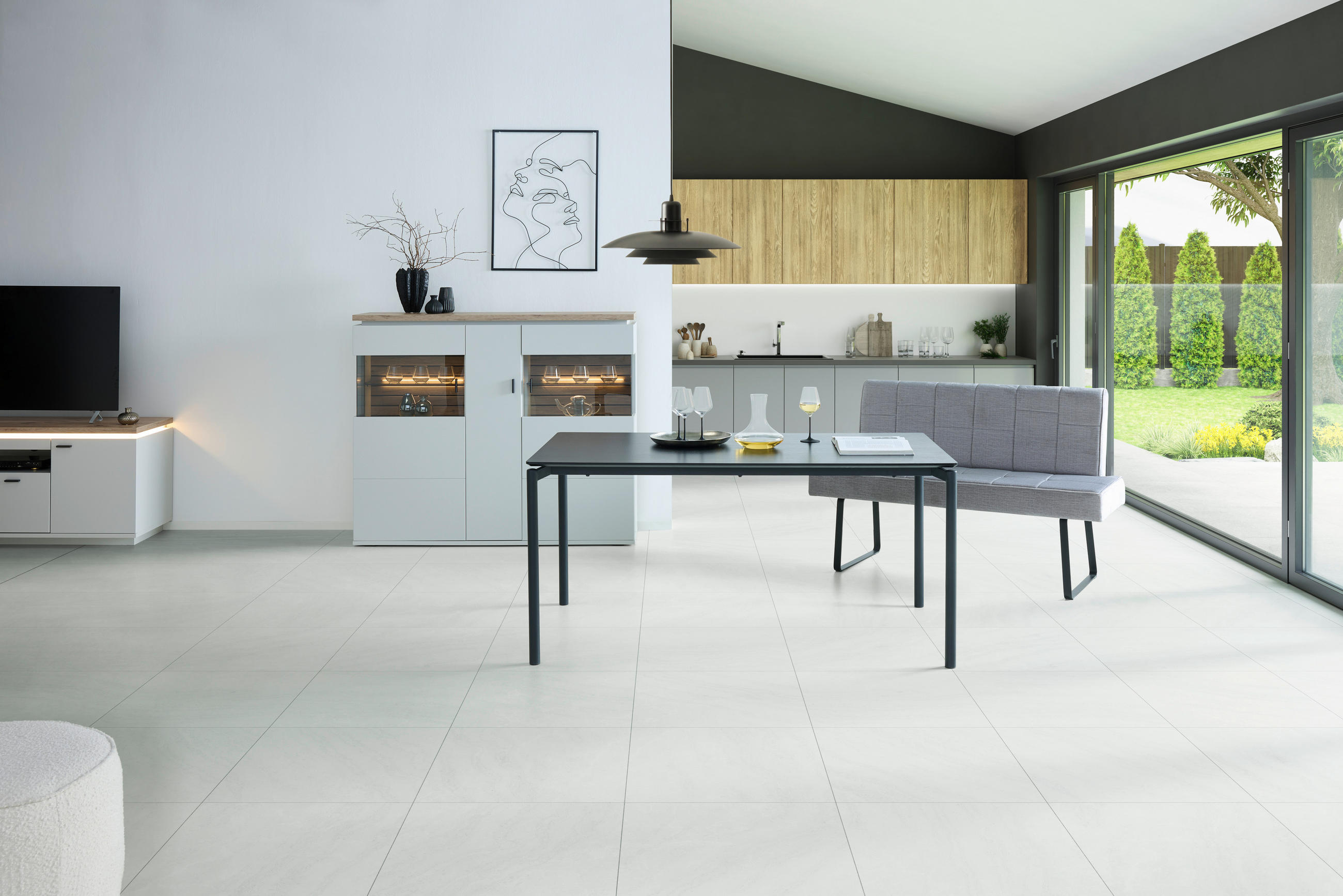 SITZBANK 140/88/62 cm Samt Hellgrau  - Hellbraun/Hellgrau, KONVENTIONELL, Textil/Metall (140/88/62cm) - MID.YOU