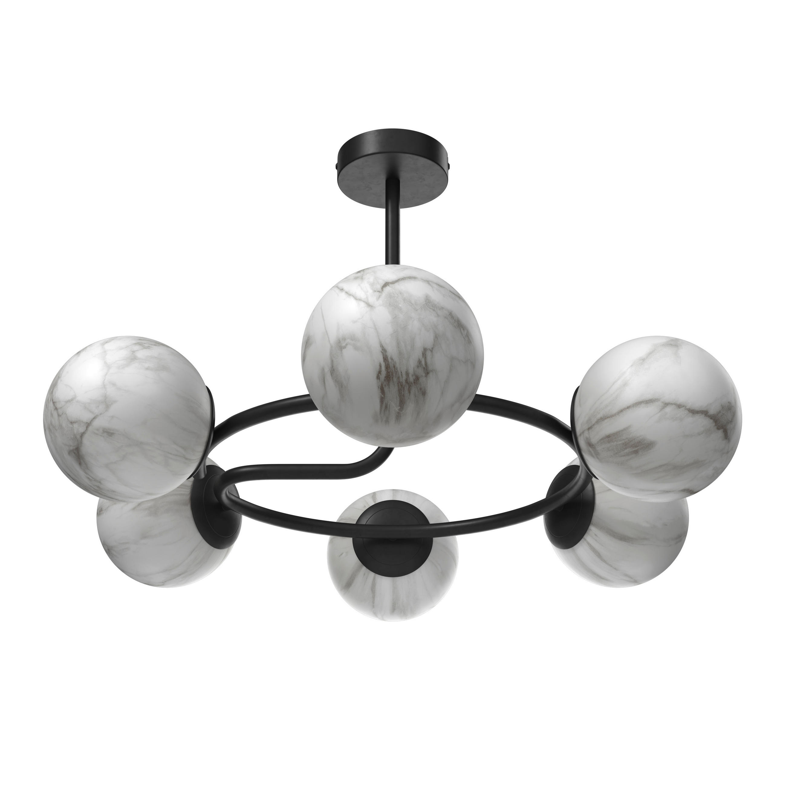 DECKENLEUCHTE Sirius 67/44 cm  - Schwarz/Weiß, Design, Glas (67/44cm) - Dieter Knoll