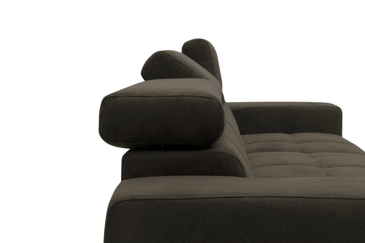 ECKSOFA TRENTO Mikrofaser  - Dunkelgrau/Schwarz, MODERN, Textil/Metall (287/175cm) - MID.YOU