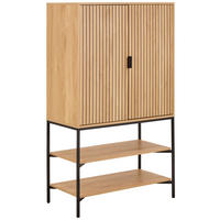 VISOKA KOMODA, črna, barve hrasta  - črna/barve hrasta, Design, kovina/leseni material (80/140/40cm) - Livetastic