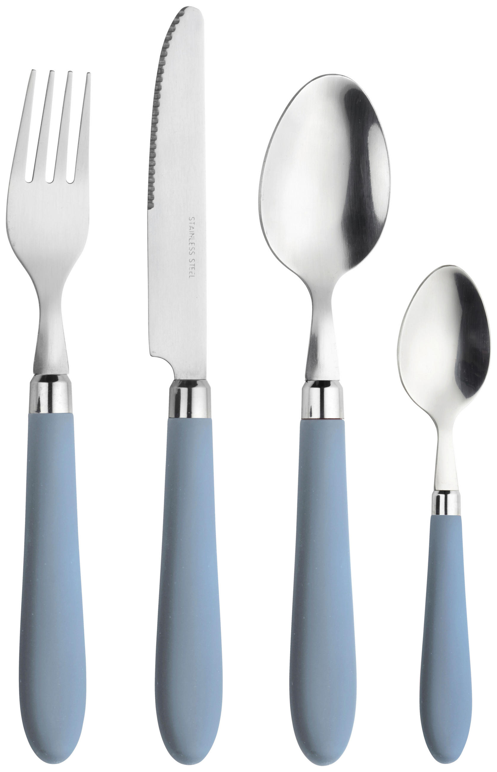 Besteckset Daisy Light Blue Pastellblau/Edelstahlfarben