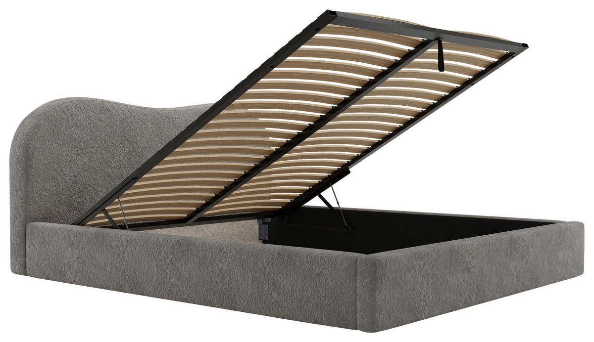 POLSTERBETT Bettkasten, Lattenrost 200/200 cm  in Dunkelgrau  - Dunkelgrau/Schwarz, Design, Holz/Textil (200/200cm) - Boxxx