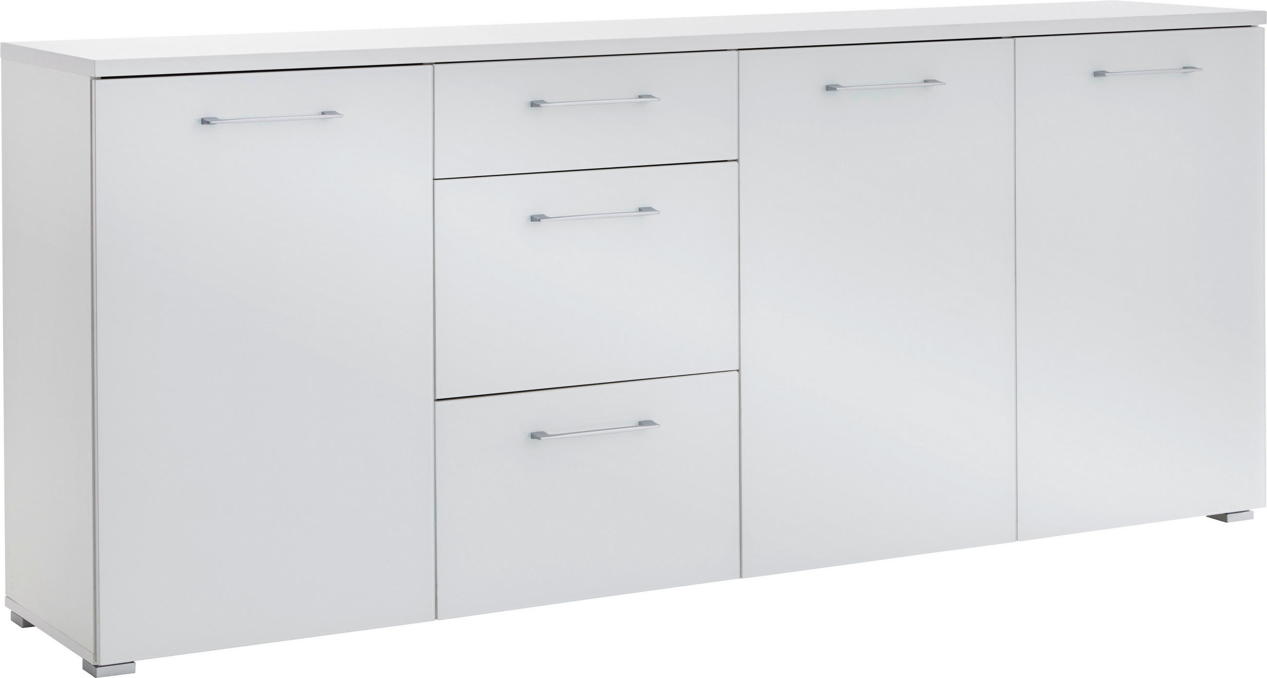 SIDEBOARD 194/82/40 cm  in Weiß  - Alufarben/Schwarz, MODERN, Glas/Holzwerkstoff (194/82/40cm) - Germania