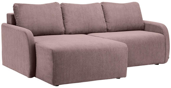 ECKSOFA Dunkelrosa Cord  - Dunkelrosa/Schwarz, KONVENTIONELL, Kunststoff/Textil (217/146cm) - Carryhome