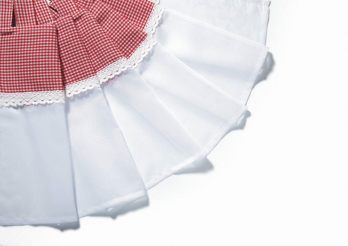 KURZGARDINE   150/50 cm   - Rot/Weiß, ROMANTIK / LANDHAUS, Textil (150/50cm)