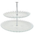 ETAGERE 2-stöckig - Transparent/Silberfarben, Trend, Glas/Metall (28/21cm) - Ambia Home