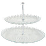 ETAGERE 2-stöckig - Transparent/Silberfarben, Trend, Glas/Metall (28/21cm) - Ambia Home