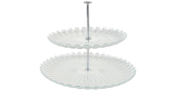 ETAGERE 2-stöckig - Transparent/Silberfarben, Trend, Glas/Metall (28/21cm) - Ambia Home