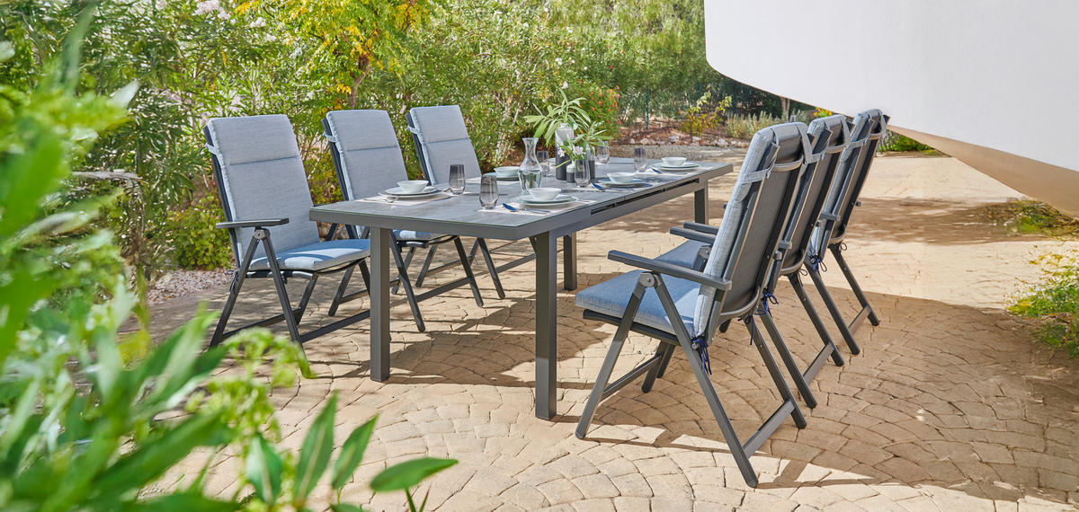 GARTENKLAPPSESSEL in Metall, Kunststoff, Textil Anthrazit, Grau, Silberfarben  - Anthrazit/Silberfarben, KONVENTIONELL, Kunststoff/Textil (58/110/67cm) - Ambia Garden