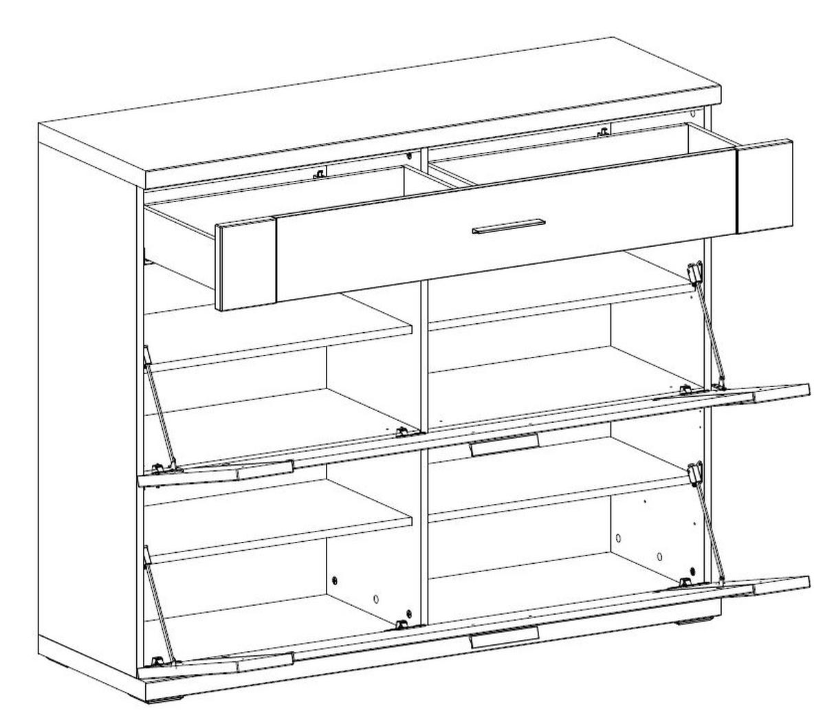 SCHUHKIPPER  in 129/108/42 cm  - Chromfarben/Eichefarben, Design, Holzwerkstoff (129/108/42cm) - Xora