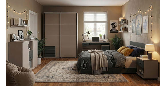 BETT 140/200 cm  in Graphitfarben, Grau, Sahara  - Graphitfarben/Grau, Design, Holzwerkstoff (140/200cm) - Carryhome