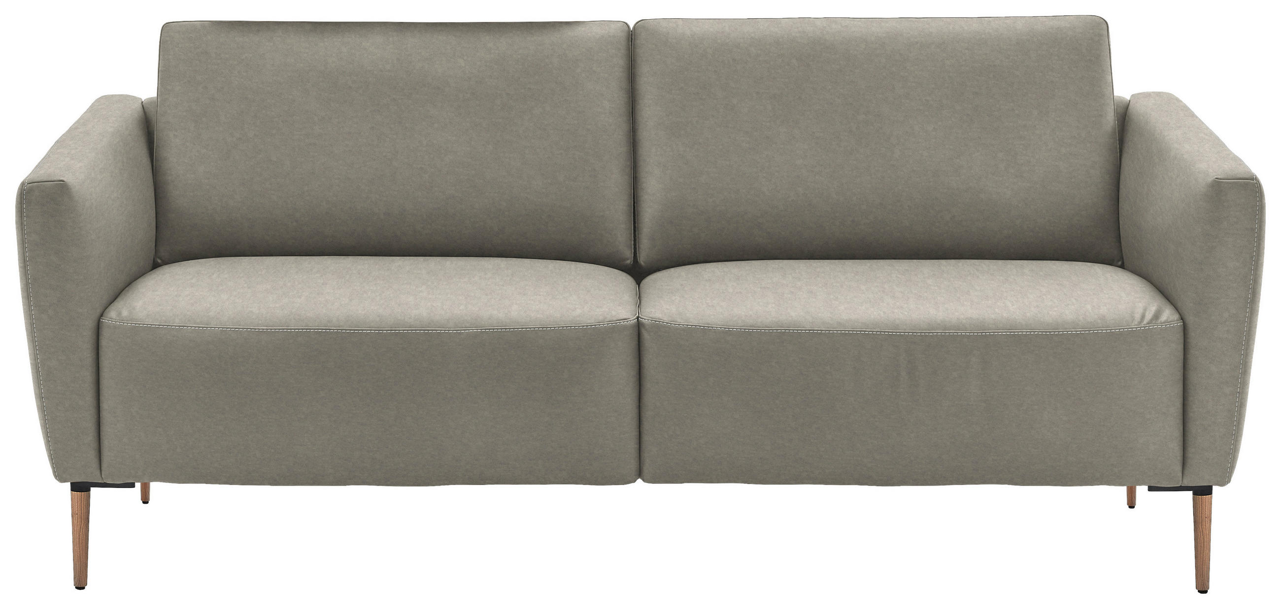 2-SITZER-SOFA  in Echtleder Hellgrau   - Eichefarben/Beige, Natur, Leder/Holz (207/86/87cm) - Valnatura