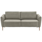 2-SITZER-SOFA  in Echtleder Hellgrau   - Eichefarben/Beige, Natur, Leder/Holz (207/86/87cm) - Valnatura