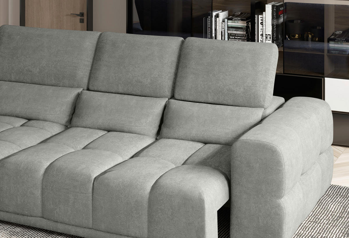 HÖRNSOFFA i chenille greige  - greige/svart, Klassisk, textil/plast (203/290cm) - MID.YOU